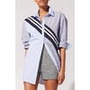 image:imageSolid amp Striped Womens Cotton ButtonDown Shirt and Swim CoverUp  The Oxford Tunic Small Ice Blue Stripe