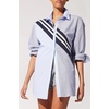 image:imageSolid amp Striped Womens Cotton ButtonDown Shirt and Swim CoverUp  The Oxford Tunic Small Ice Blue Stripe
