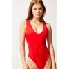 image:imageSolid amp Striped Womens One Piece Swimsuit  The Michelle Tie Medium Ruby