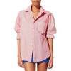 image:imageSolid amp Striped Womens Cotton ButtonDown Shirt and Swim CoverUp  The Oxford Tunic Small Apple Red Stripe