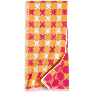 image:imageSolid amp Striped Reversible Soft Cotton Beach Towel  The Beach Towel OS Knit Check Butterscotch and Bougainvillea