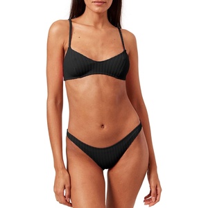 image:imageSolid amp Striped Womens Bikini Top  The Rachel Top Small Solid Rib Blackout