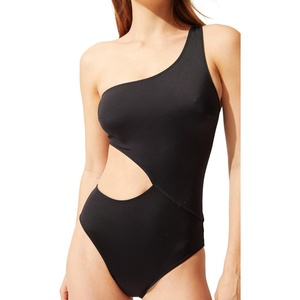 image:imageSolid amp Striped Womens One Piece Swimsuit  The Claudia Small Black