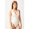 image:imageSolid amp Striped Womens One Piece Swimsuit  The Michelle Tie Small Cream