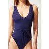 image:imageSolid amp Striped Womens One Piece Swimsuit  The Michelle Tie Small Navy
