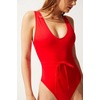 image:imageSolid amp Striped Womens One Piece Swimsuit  The Michelle Tie Small Ruby