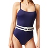image:imageSolid amp Striped Womens One Piece Swimsuit  The Nina Belt Small Navy