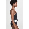 image:imageSolid amp Striped Womens One Piece Swimsuit  The Nina Belt Medium Black