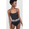 image:imageSolid amp Striped Womens One Piece Swimsuit  The Nina Belt Medium Black