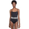 image:imageSolid amp Striped Womens One Piece Swimsuit  The Nina Belt Medium Black