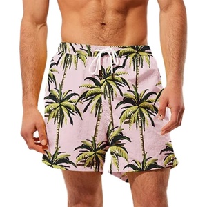 image:imageSolid amp Striped Mens Swimming Trunks with Liner  The Classic Small Palm Tree Print Pink