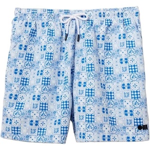 image:imageSolid amp Striped Mens Swimming Trunks with Liner  The Classic Small Tile Print Marshmallow Lapis Blue